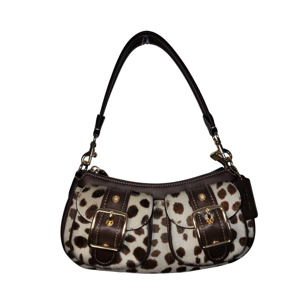 Coach Ashton Shoulder Bag In Haircalf in Dark Brown Chalk NWT